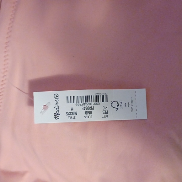 New Women's Madewell Pink Icing Second Wave Square Neck Tank One Piece Swimsuit - Picture 4 of 6